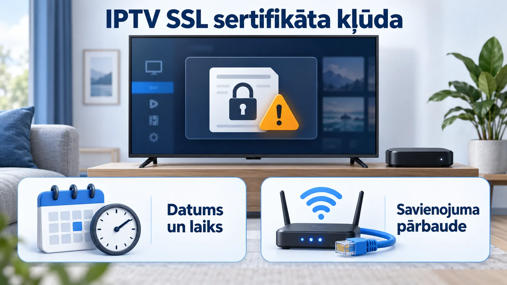 iptv ssl sertifikāta kļūda — IPTV SSL sertifikāta kļūda: ierīces datuma un savienojuma pārbaude